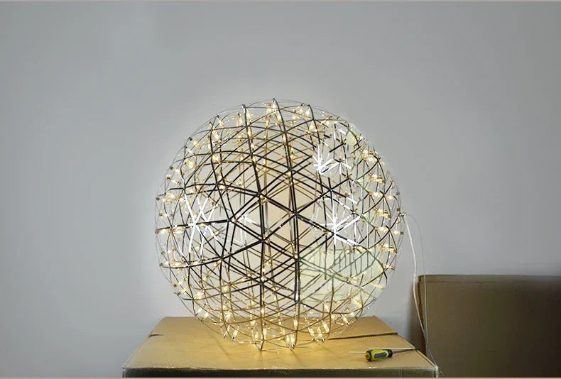 Modern Spark Ball LED Chandelier with Stainless Steel Elegance!