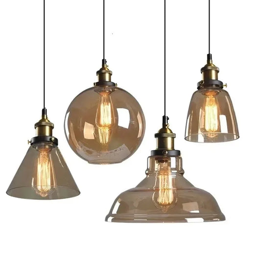 Clear Gray & Amber Glass Pendant Lamp Stylish Glass Hanging Light for Any Room