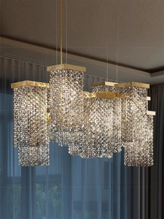 Gold & Crystal Luxury Hanging Chandelier for Villas & Bars
