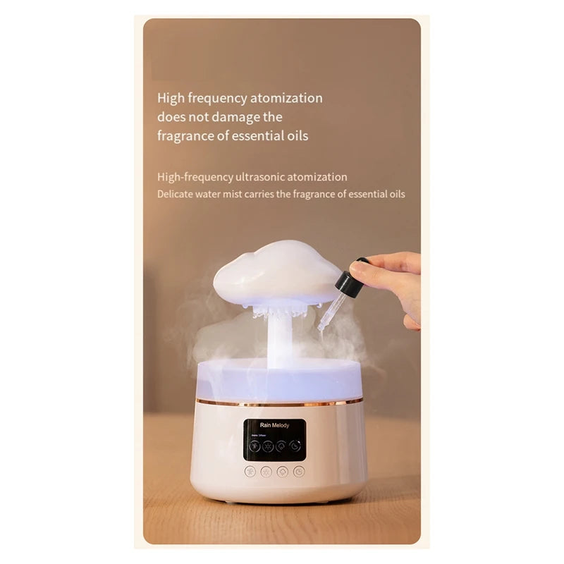 300ML Mushroom Rain Cloud Humidifier: Soothing Water Drops, Colorful Night Lights & Aromatherapy Bliss!