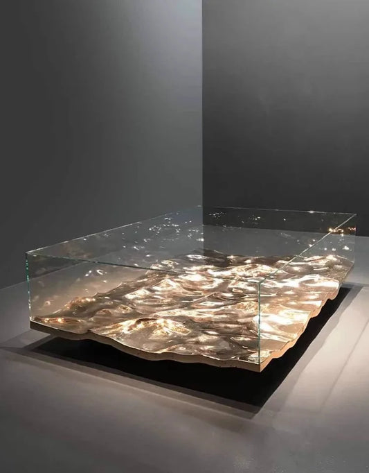 Wavy Edge Transparent Table Water Ripple Effect for Ultra Modern Interiors
