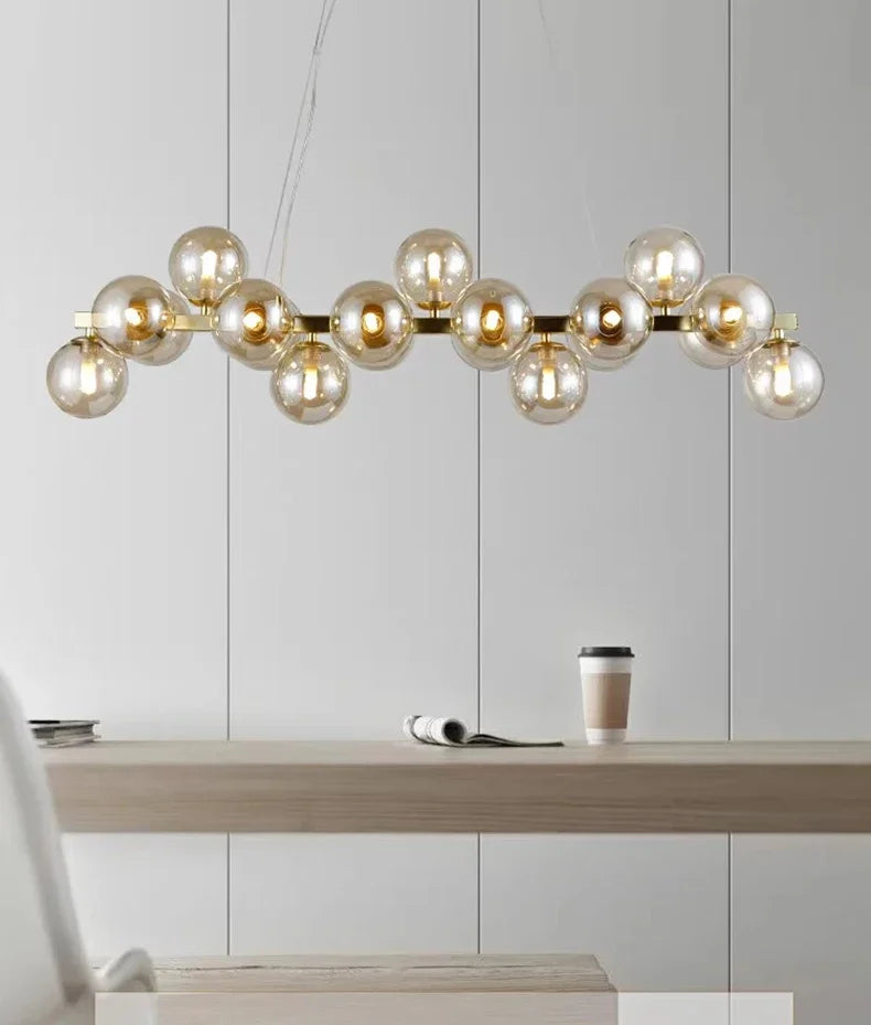 Modern Glass Bubble Chandelier Elegant Round Pendant Light Perfect for Living, Dining & Bedroom Spaces