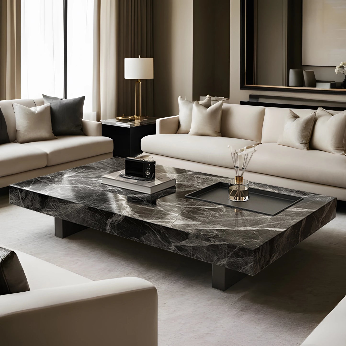 2025 Luxury Marble Pattern Coffee Table – Italian Slate Minimalist Side Table
