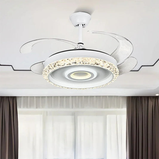 Luxury & Comfort Invisible Fan Chandelier with Crystal Accents & LED Lights for Bedrooms & Dining Rooms