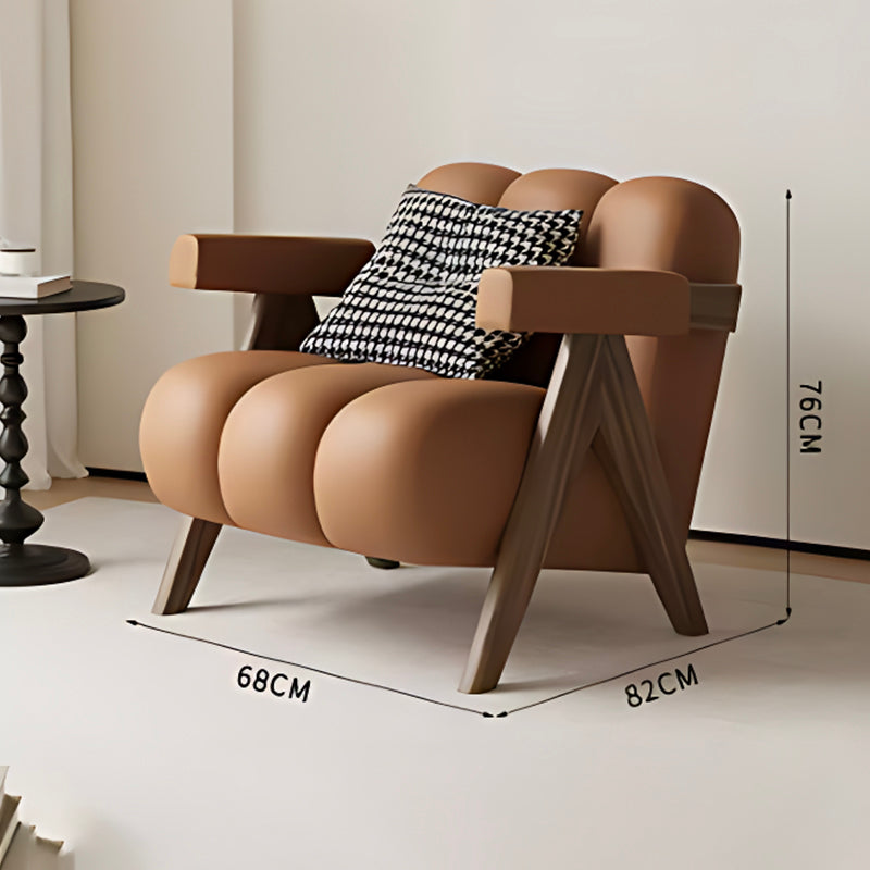 Scandinavian Luxury Lounge Chair – Black Leather Armchair with Wooden Legs for Modern Décor