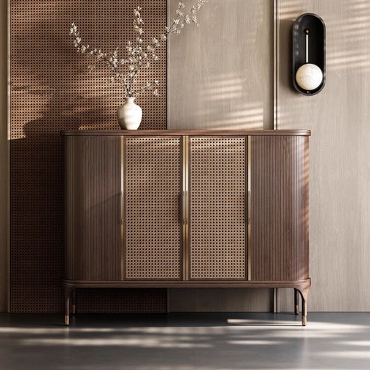 Luxury Medieval Walnut Shoe Cabinet Perfect Storage for Villa Entrances & Living Rooms