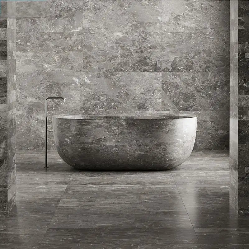 Customizable Natural Marble Bathtub Handcrafted Natural Stone Soaking Tub for Villas & Hotels