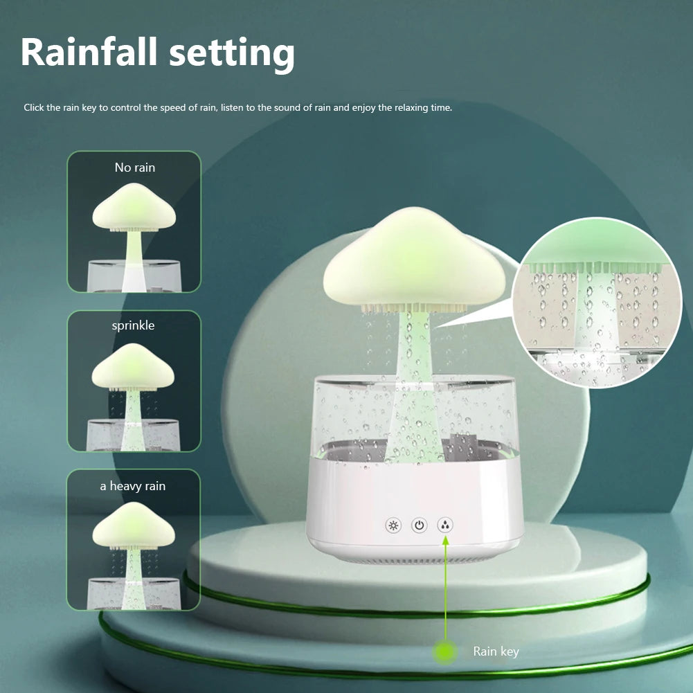 Tranquil Mushroom Air Humidifier & Aromatherapy Lamp – Calming Rain Cloud Diffuser with Soothing Water Sounds & Night Light!