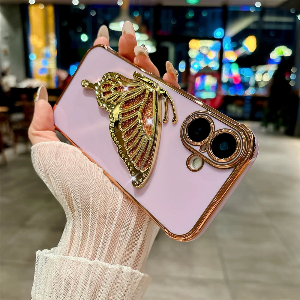 Luxury Butterfly iPhone Case With Stand For iPhone 12 - 17 Pro Max!