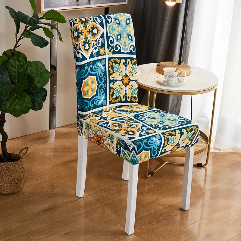 Printed Elastic Chair Covers Washable & Stylish for Home, Hotel & Office