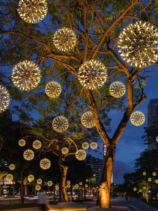 Modern Brief Loft Spark Ball LED Chandelier Fixture Firework Ball Stainless Steel Pendant Lamp for Home Decor Lighting 110-240V