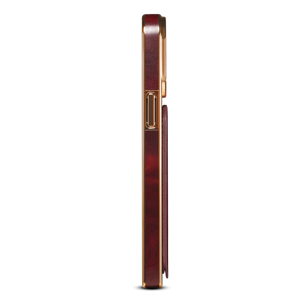 Timeless Vintage Genuine Oil Wax Leather Case: Luxe Card Holder & Stand for iPhone 15 Pro Max, 14, 13, 12 Plus & 15 Pro – Soft Shockproof Elegance!