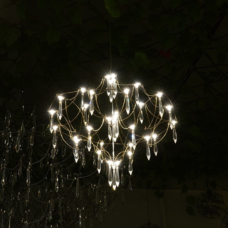 LED Crystal Chandelier: Modern Hanging Light for Living, Dining, and Bedroom Spaces