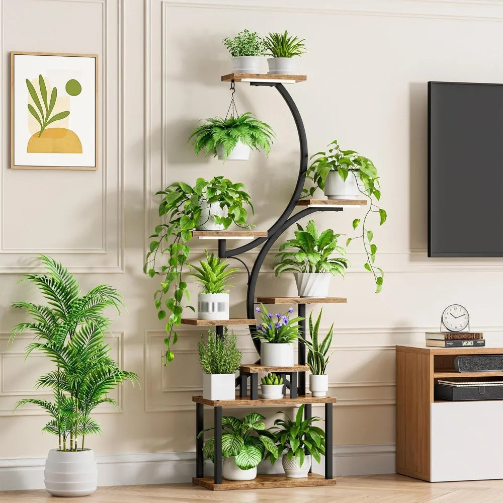 Illuminate & Elevate: 8-Tier Indoor Plant Stand with Grow Lights – 62" Tall Floral Shelf for Lush Indoor Gardens