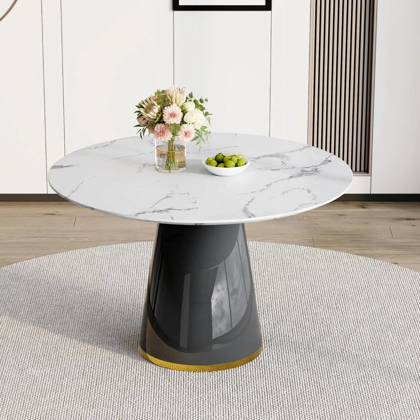 Luxury Wood Texture Round Dining Table Perfect for Kitchens, Dining Rooms & Apartments