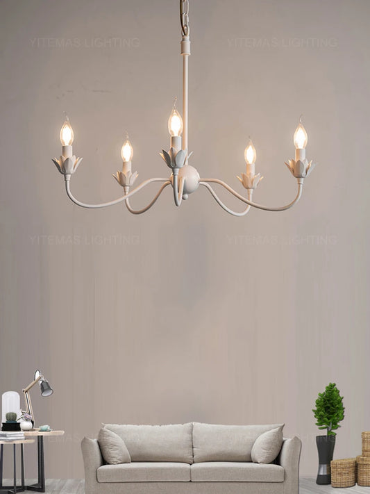 Unique White Flower Chandelier for Bedroom or Foyer