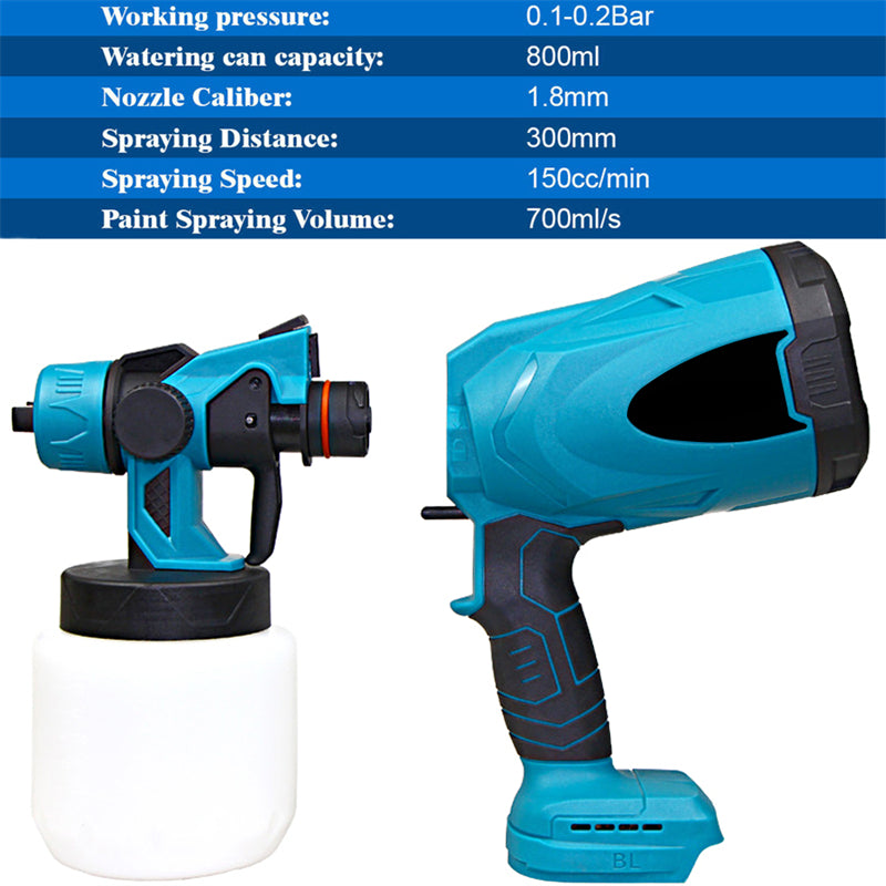 1000ML High-Power Cordless Electric Spray Gun: HVLP Paint Sprayer for Auto, Furniture & Steel Coating | Compatible with Makita 18V Battery