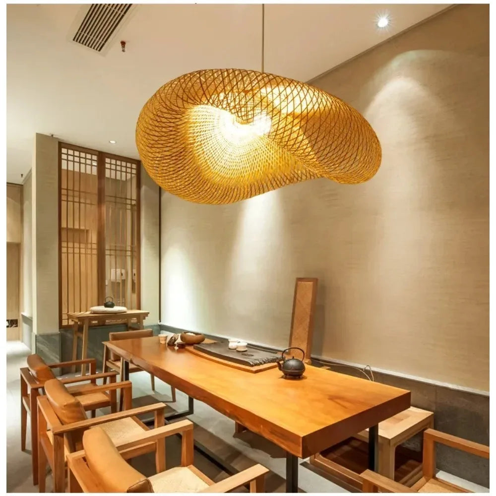 Handmade Bamboo Chandelier 40–80cm Hanging Lamp for Dining & Living Rooms
