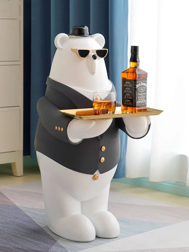 Large Resin Polar Bear Sculpture – Nordic Home Decoration & New Year Gift Idea