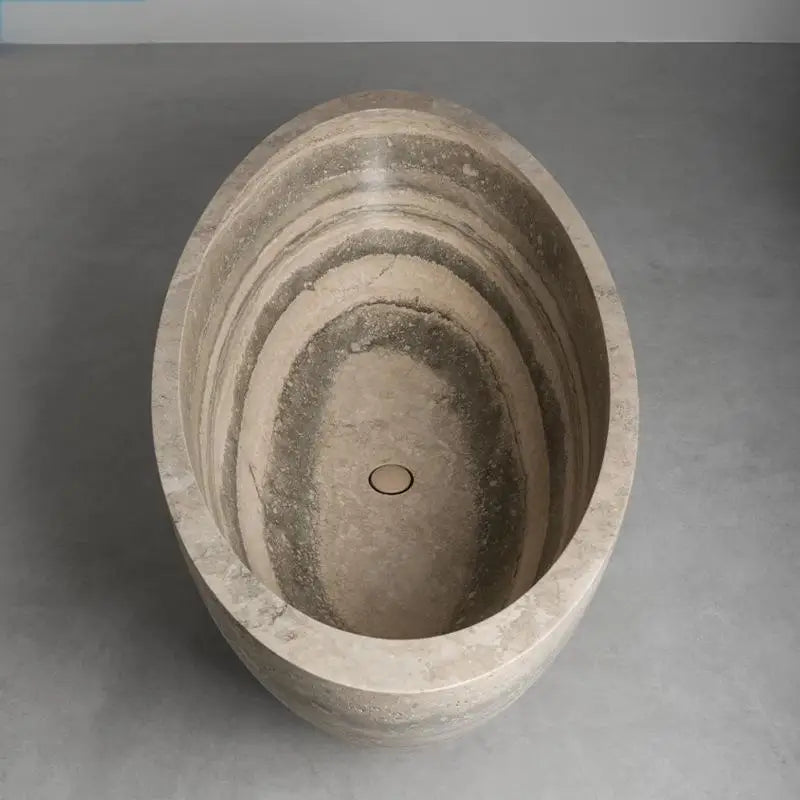 Customizable Natural Marble Bathtub Handcrafted Natural Stone Soaking Tub for Villas & Hotels