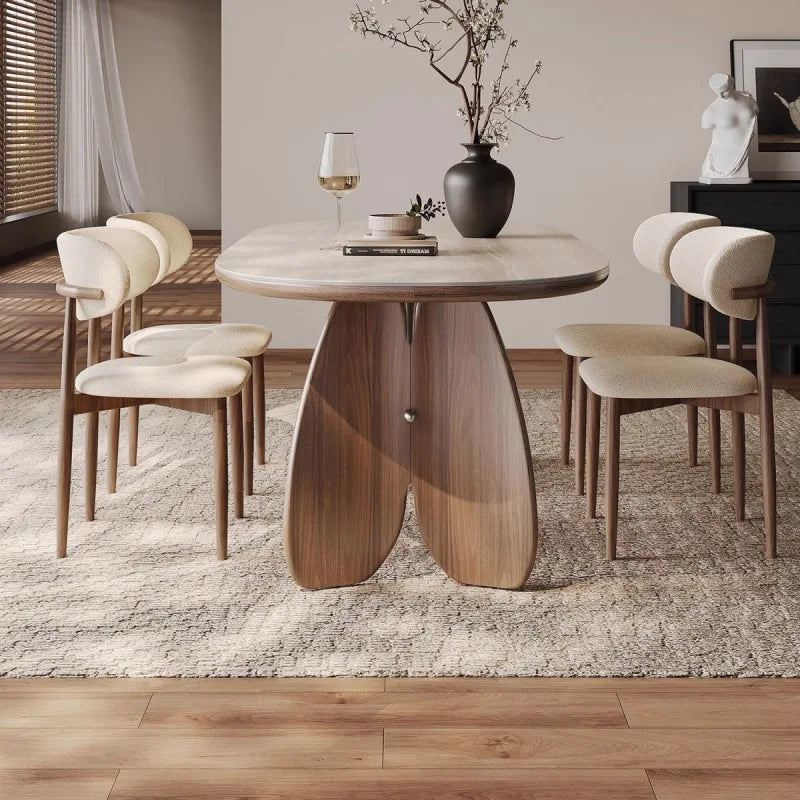 Luxury Dining Redefined French Minimalist Rock Slab Dining Table for Modern Interiors