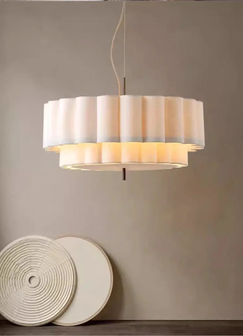 Wabi Sabi Fabric Chandelier Elegant Hanging Lamp for Modern Living & Bedroom Spaces