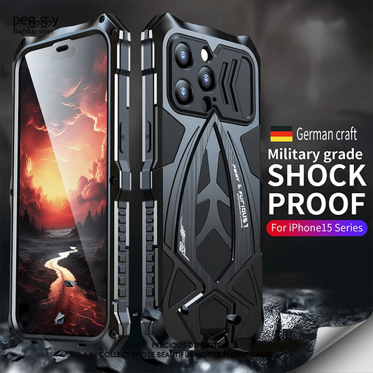 Premium Shockproof Armor Metal Case for iPhone 15/14/13 Pro Max & Samsung S22Ultra/S23Ultra - All-Inclusive Cover