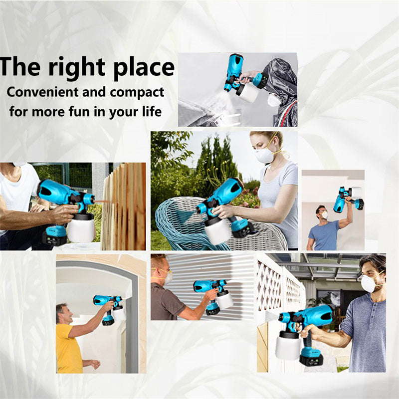 1000ML High-Power Cordless Electric Spray Gun: HVLP Paint Sprayer for Auto, Furniture & Steel Coating | Compatible with Makita 18V Battery