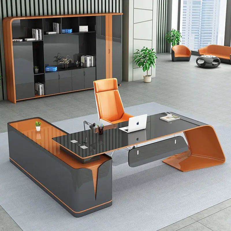 Premium Light Luxury Office Desk Spacious L-Shaped Executive Table for Home & Corporate Offices