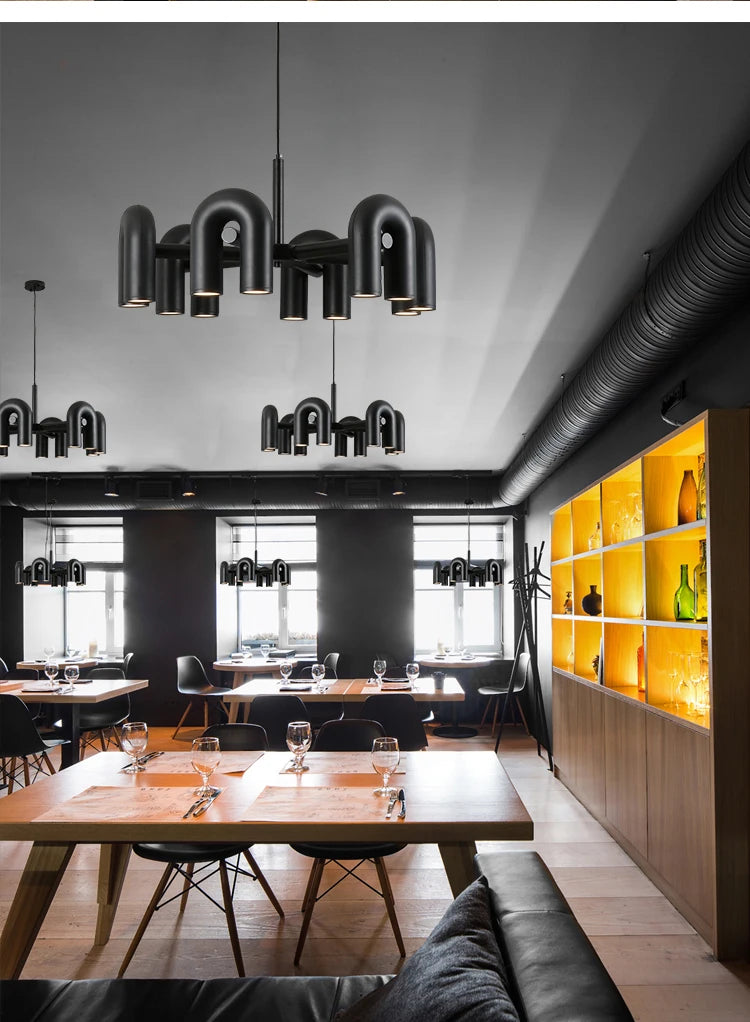 Modern U-Shaped Chandelier Minimalist Pendant Lamp for Kid's Rooms, Living Room & Bedroom Decor