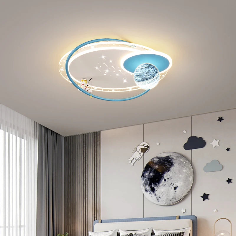 Modern Nordic LED Chandelier with Planets & Astronaut Design for Bedrooms