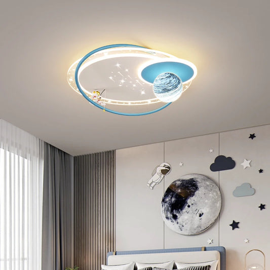 Modern Nordic LED Chandelier with Planets & Astronaut Design for Bedrooms