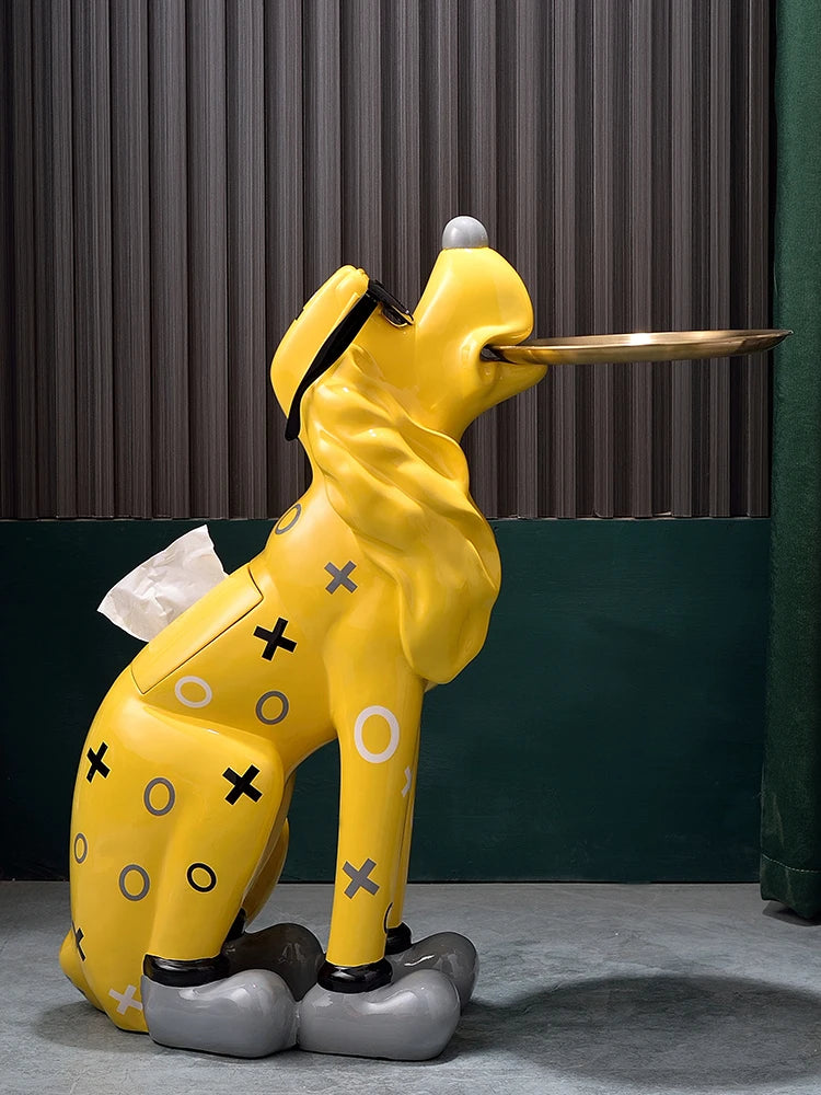 Stylish 70cm Large Dog Floor-Standing Tray Ornaments - Tissue Box & Sofa Side Home Accessories - Perfect Housewarming Gift!