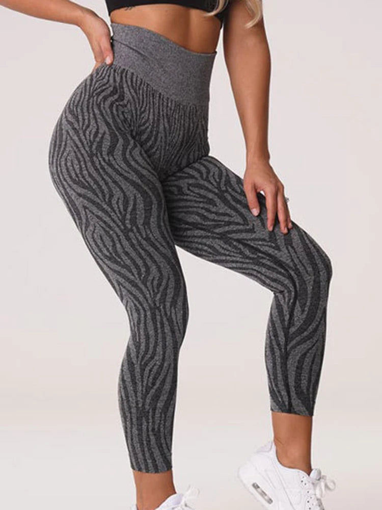 Fierce & Fabulous: Fashion Zebra Printed Leggings – Sexy Seamless Fitness & Yoga Pants with Push-Up Support for Ultimate Style!
