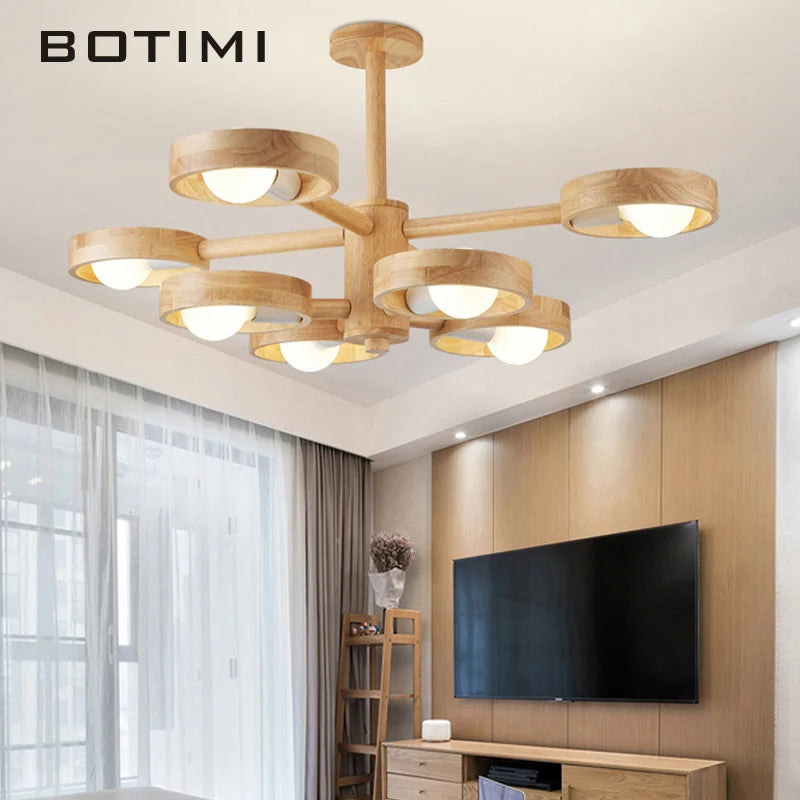 BOTIMI Solid Wood Chandelier for Living Rooms and Bedrooms!