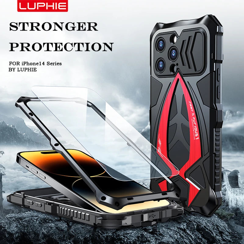 Ultimate Protection: Luphie Metal Armor Case for iPhone 11/12/13/14/15 Pro Max & Plus - Shockproof & Stylish! 🛡️📱