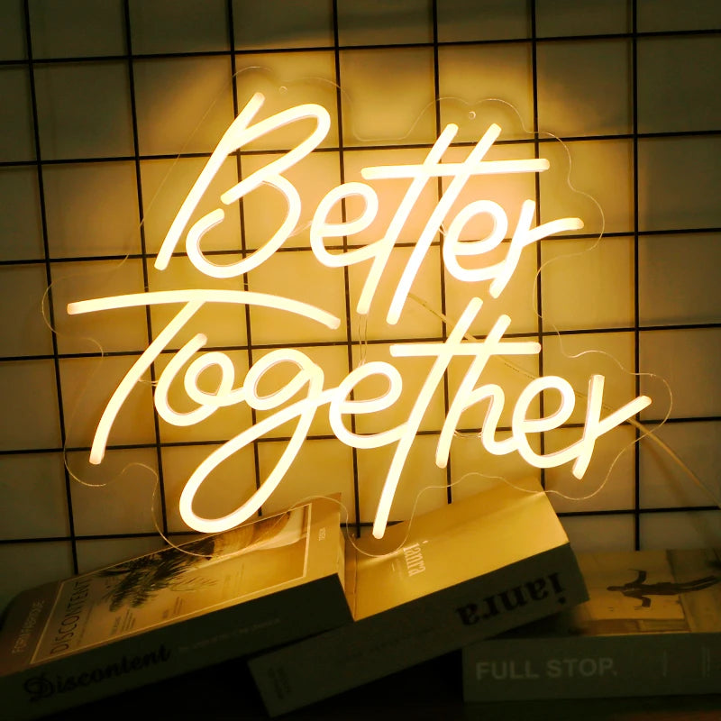 Better Together LED Neon Sign: Perfect Wall Decor for Engagements & Weddings!