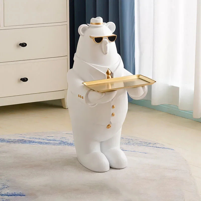 Large Resin Polar Bear Sculpture – Nordic Home Decoration & New Year Gift Idea