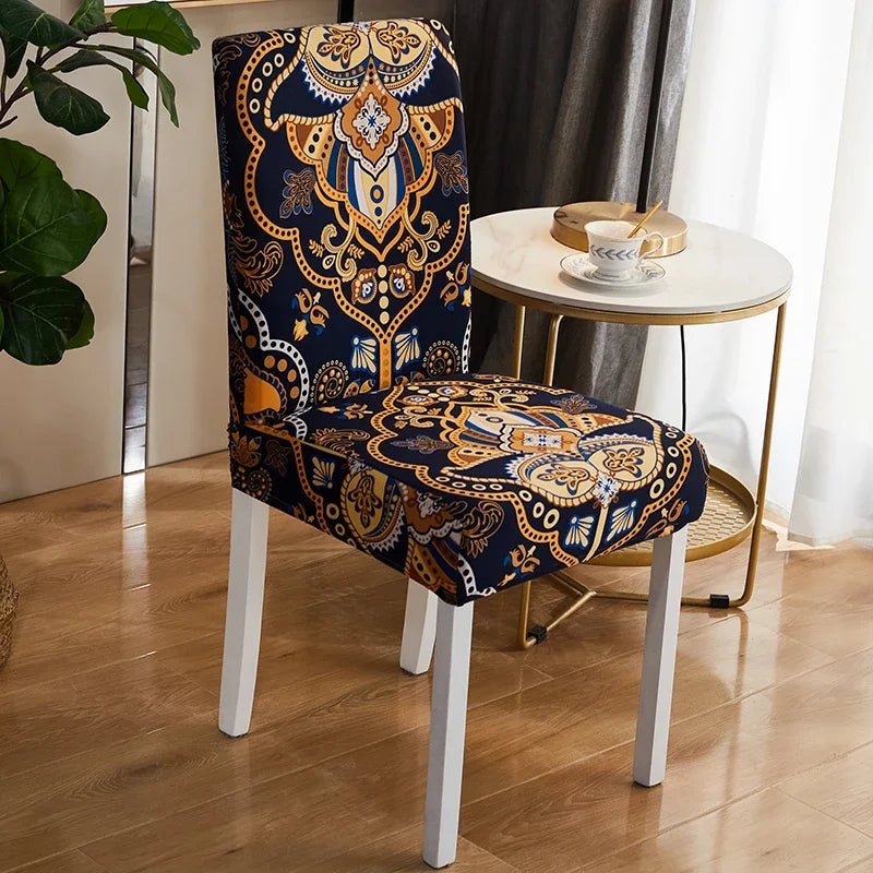 Printed Elastic Chair Covers Washable & Stylish for Home, Hotel & Office