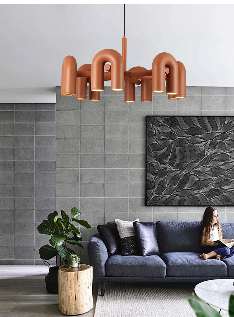 Modern U-Shaped Chandelier Minimalist Pendant Lamp for Kid's Rooms, Living Room & Bedroom Decor
