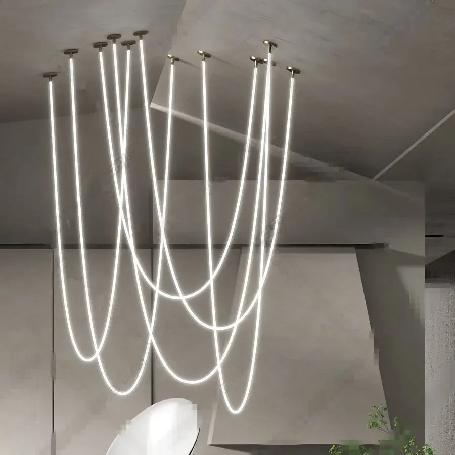 Silicone Long Tube LED Chandelier for Modern Spaces