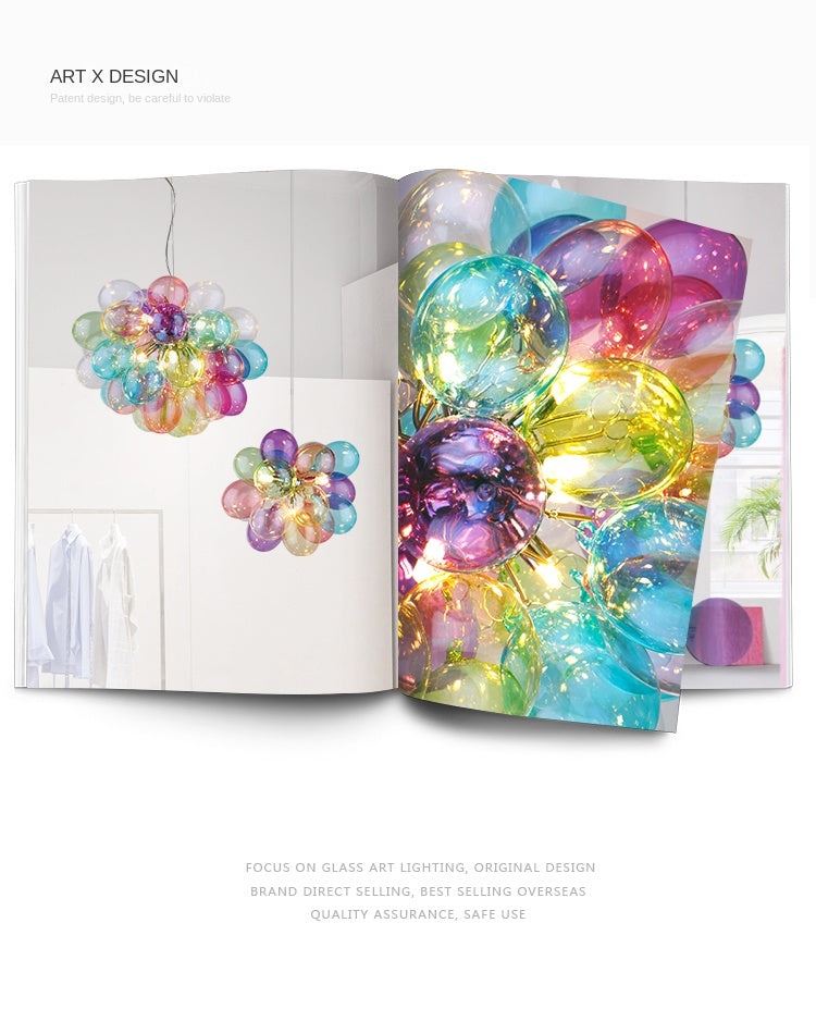 Post-Modern Colorful Glass Ball Chandeliers by SANDYHA – Chic Pendant Lamps for Living Rooms & Bedrooms!