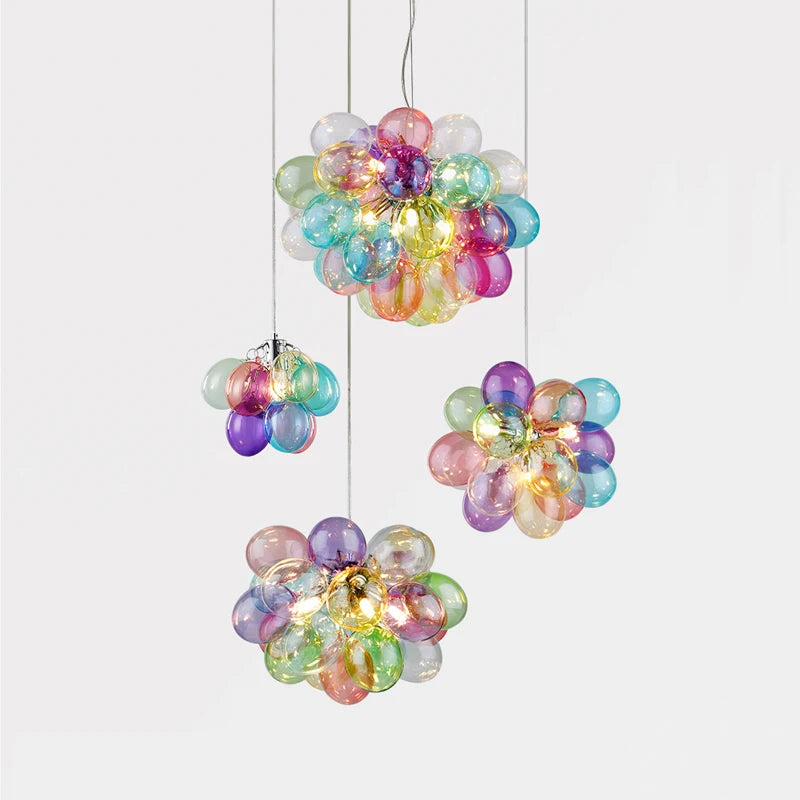 Post-Modern Colorful Glass Ball Chandeliers by SANDYHA – Chic Pendant Lamps for Living Rooms & Bedrooms!