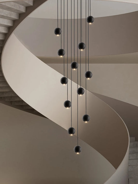 Luxury Black Orb Chandelier for Stairwells & Living Rooms