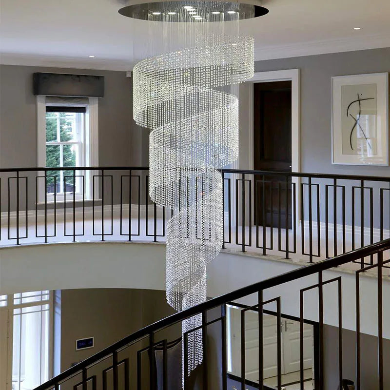 Luxury LED Crystal Spiral Chandelier with Dazzling Droplight