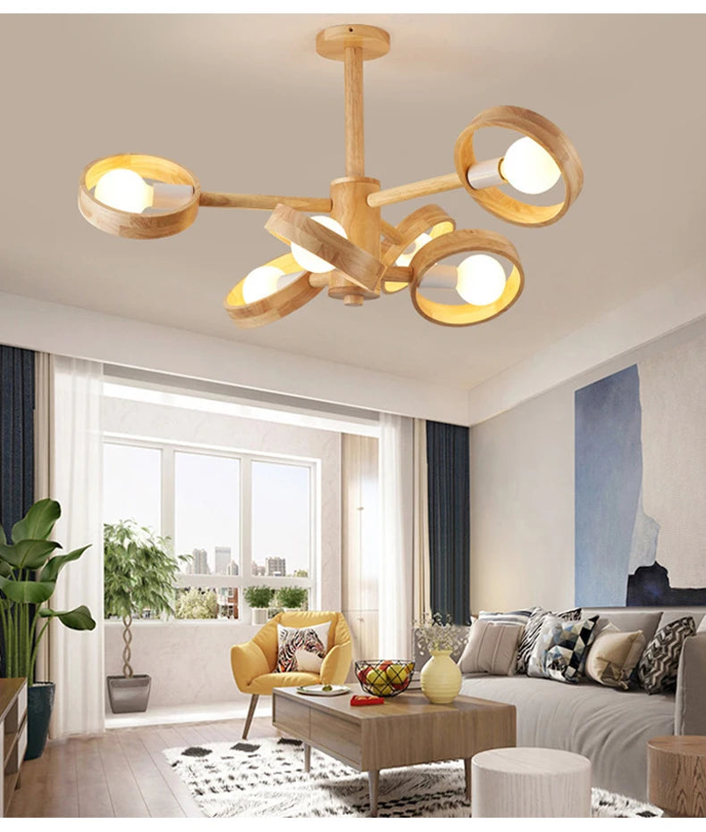 BOTIMI Solid Wood Chandelier for Living Rooms and Bedrooms!