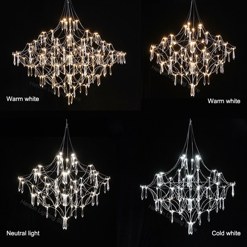 LED Crystal Chandelier: Modern Hanging Light for Living, Dining, and Bedroom Spaces