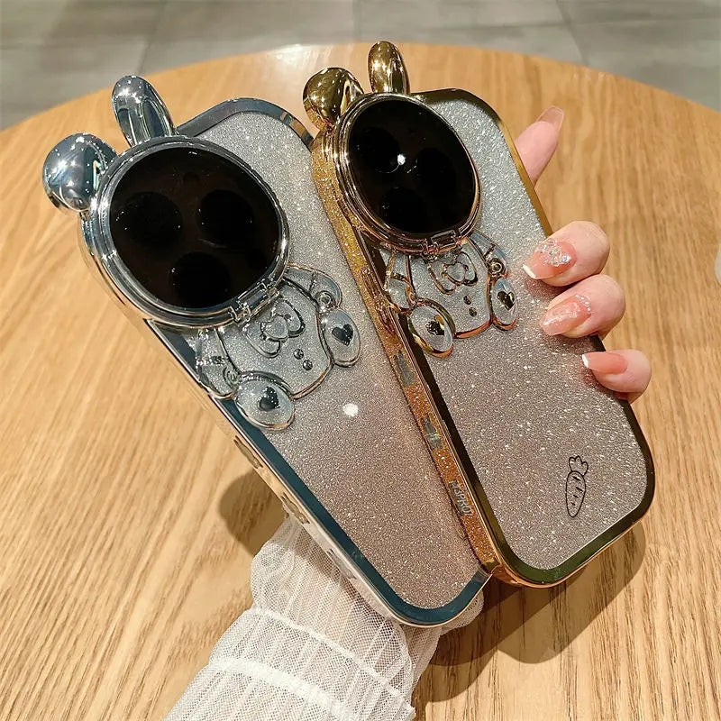 Glow Up Your iPhone 16 Pro Max with the Space Rabbit Glitter Soft Case