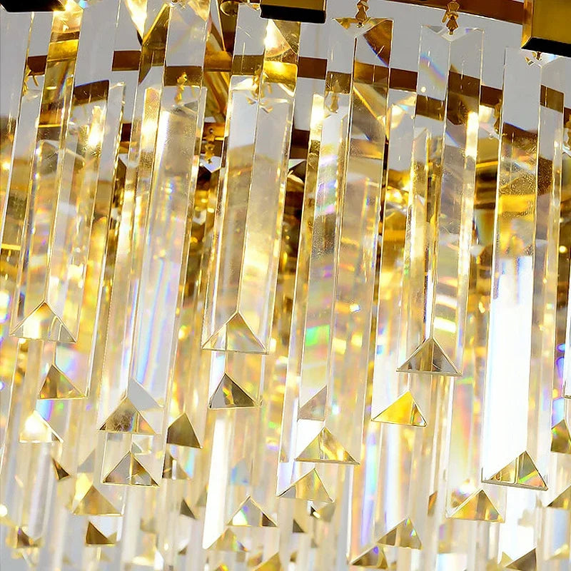 Modern Gold & Black Crystal Chandelier LED Pendant Light for Living Room & Hotel Elegance