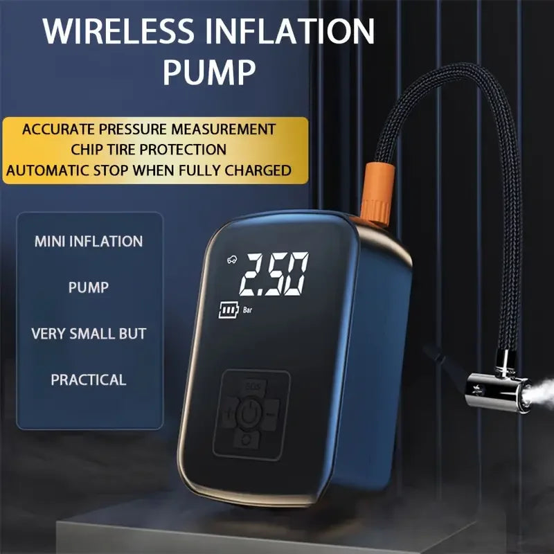 LEIBOO Wireless Car Air Compressor – Portable Electric Tire Inflator with Digital Display for Auto, Motorcycle & Bike Tires